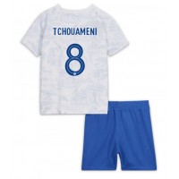 Echipament fotbal Franţa Aurelien Tchouameni #8 Tricou Deplasare Mondial 2022 pentru copii maneca scurta (+ Pantaloni scurti)